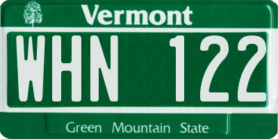 VT license plate WHN122