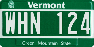 VT license plate WHN124