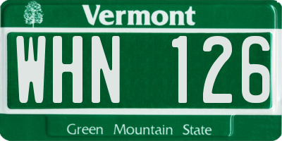 VT license plate WHN126