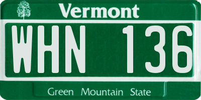 VT license plate WHN136