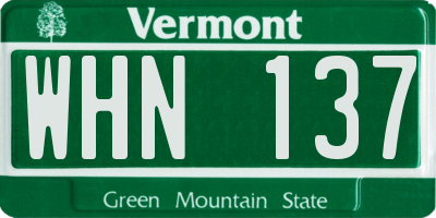 VT license plate WHN137