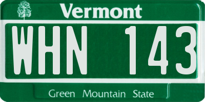 VT license plate WHN143