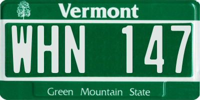 VT license plate WHN147