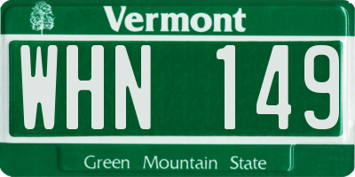 VT license plate WHN149