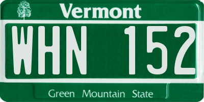 VT license plate WHN152