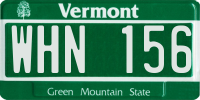 VT license plate WHN156