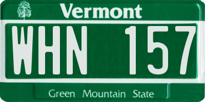 VT license plate WHN157