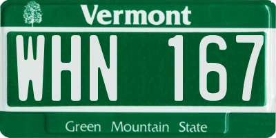 VT license plate WHN167