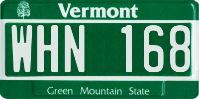 VT license plate WHN168