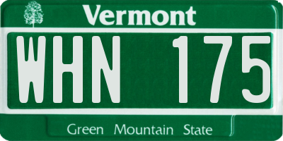 VT license plate WHN175