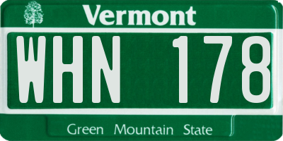 VT license plate WHN178