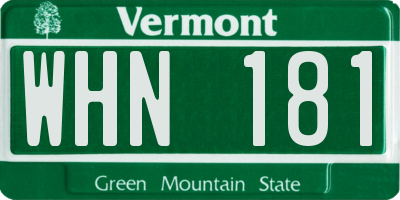 VT license plate WHN181