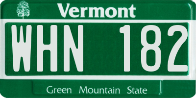 VT license plate WHN182