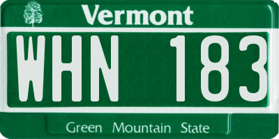 VT license plate WHN183