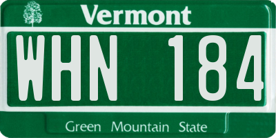 VT license plate WHN184
