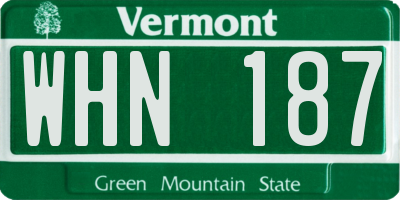 VT license plate WHN187