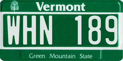 VT license plate WHN189