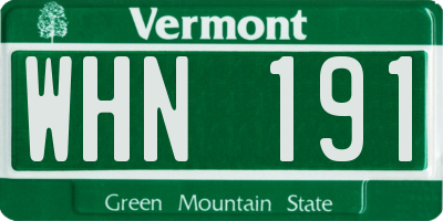 VT license plate WHN191