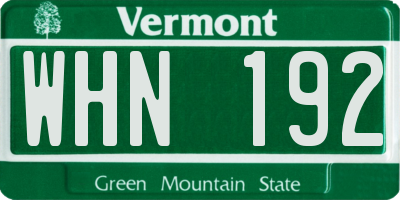 VT license plate WHN192