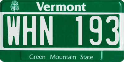 VT license plate WHN193