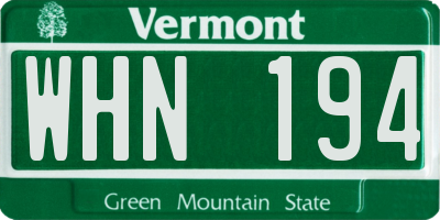 VT license plate WHN194