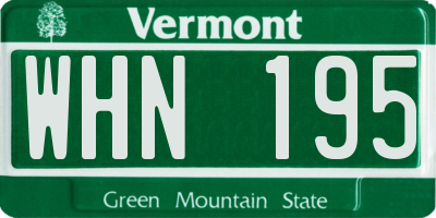 VT license plate WHN195