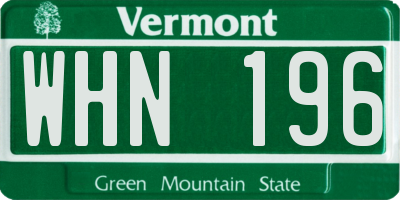 VT license plate WHN196