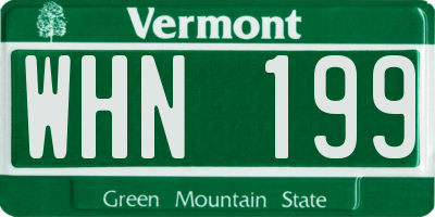 VT license plate WHN199
