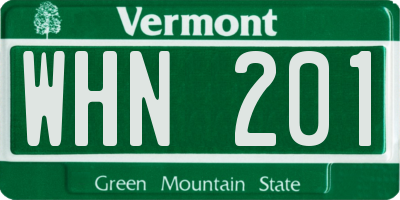 VT license plate WHN201