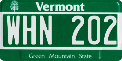 VT license plate WHN202