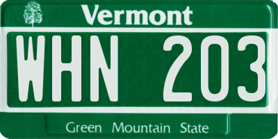 VT license plate WHN203