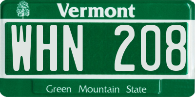 VT license plate WHN208