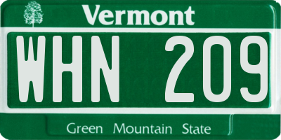 VT license plate WHN209