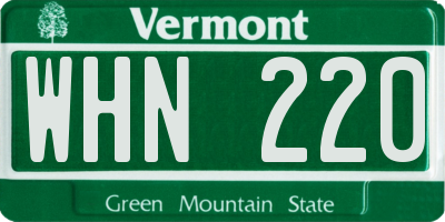 VT license plate WHN220