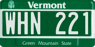 VT license plate WHN221