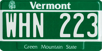 VT license plate WHN223