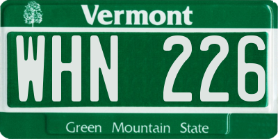 VT license plate WHN226