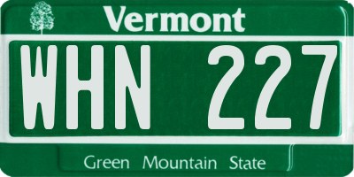 VT license plate WHN227