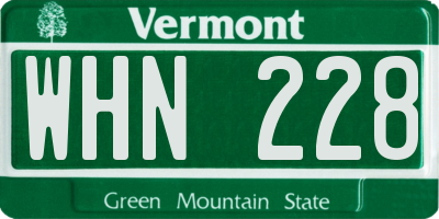 VT license plate WHN228