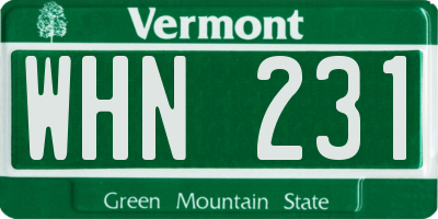 VT license plate WHN231