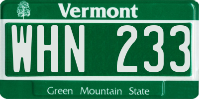 VT license plate WHN233