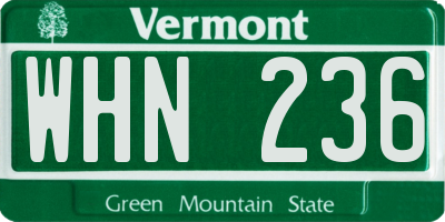 VT license plate WHN236