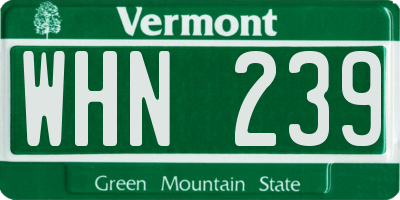 VT license plate WHN239
