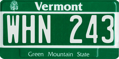 VT license plate WHN243