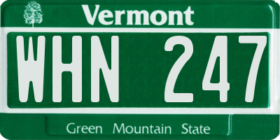 VT license plate WHN247