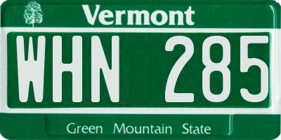 VT license plate WHN285