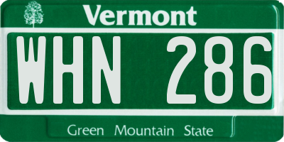 VT license plate WHN286