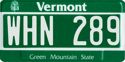 VT license plate WHN289
