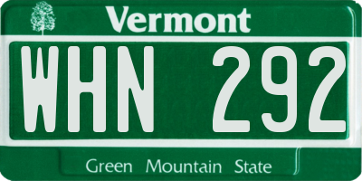 VT license plate WHN292