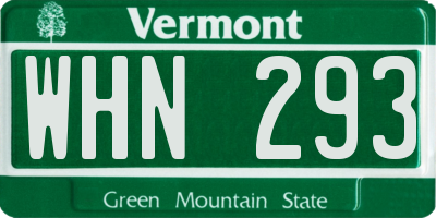 VT license plate WHN293